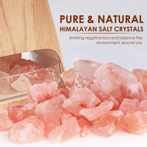 2-In-1 Ultrasonic Essential Oil Diffuser & Himalayan Salt Lamp, Aromatherapy Diffuser Cool Mist Humidifier with Auto off Function, 100% Pure Himalayan Pink Salt Rock, 150Ml (Wooden Grain)